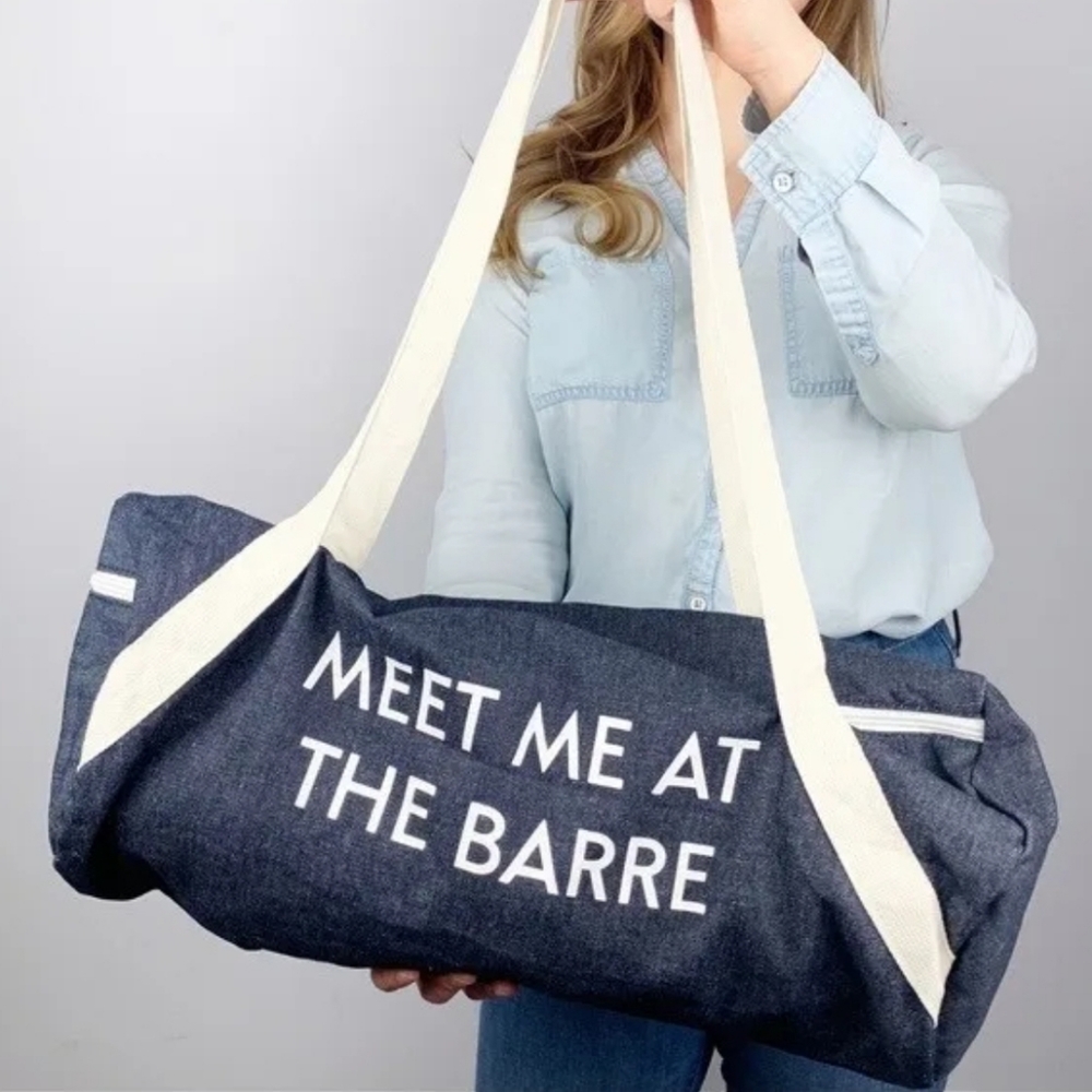 Meet Me At The Barre Denim Workout Duffle Bag Gym Girl
